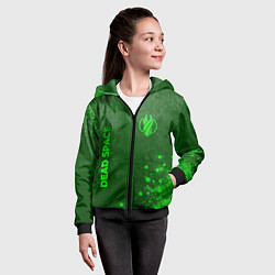 Толстовка на молнии детская Dead Space - green gradient вертикально, цвет: 3D-черный — фото 2