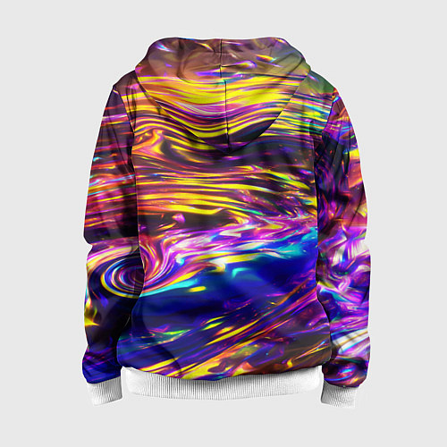 Детская толстовка на молнии Неоновые полосы текстура / 3D-Белый – фото 2