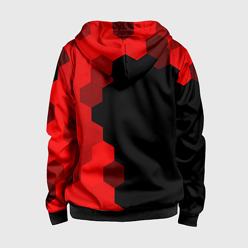 Детская толстовка на молнии Porsche - red gradient по-вертикали / 3D-Черный – фото 2