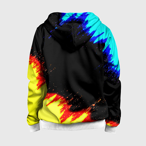 Детская толстовка на молнии Monster energy огненные краски / 3D-Белый – фото 2