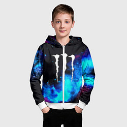 Толстовка на молнии детская Monster energy космос, цвет: 3D-белый — фото 2