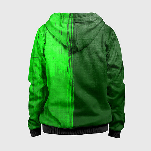 Детская толстовка на молнии Infiniti - green gradient по-вертикали / 3D-Черный – фото 2