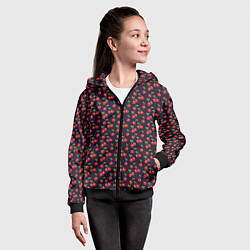 Толстовка на молнии детская Паттерн с ягодами вишни, цвет: 3D-черный — фото 2