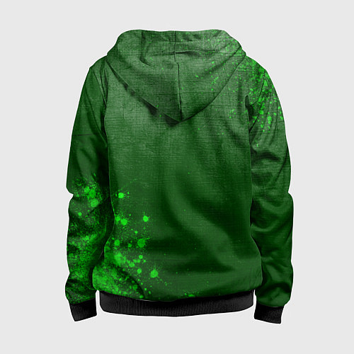 Детская толстовка на молнии Suzuki - green gradient вертикально / 3D-Черный – фото 2