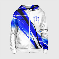 Толстовка на молнии детская Monster energy линии абстракции, цвет: 3D-белый