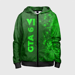 Толстовка на молнии детская GTA 6 - green gradient по-вертикали, цвет: 3D-черный