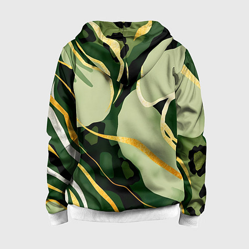 Детская толстовка на молнии Зеленый природный паттерн / 3D-Белый – фото 2