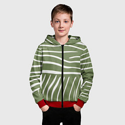 Толстовка на молнии детская Полоски зеленой зебры, цвет: 3D-красный — фото 2