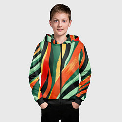 Толстовка на молнии детская Тропическая жаркая абстракция, цвет: 3D-черный — фото 2