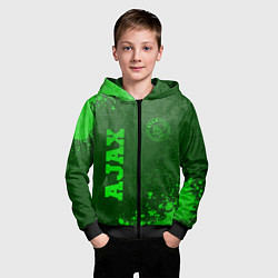 Толстовка на молнии детская Ajax - green gradient вертикально, цвет: 3D-черный — фото 2