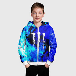 Толстовка на молнии детская Monster energy синий дым, цвет: 3D-белый — фото 2