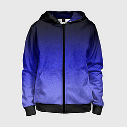 Толстовка на молнии детская Градиент индиго из чёрно в синий текстура крошка, цвет: 3D-черный