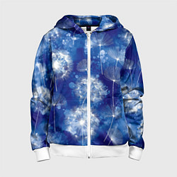 Детская толстовка на молнии Летающие одуванчики - акварельный фон