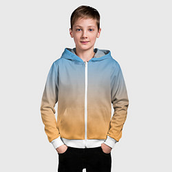 Толстовка на молнии детская Градиент утреннее небо жёлто-голубой, цвет: 3D-белый — фото 2