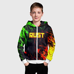 Толстовка на молнии детская RUST огненная текстура, цвет: 3D-белый — фото 2