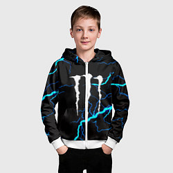 Толстовка на молнии детская Monster energy неоновые молнии, цвет: 3D-белый — фото 2