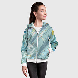 Толстовка на молнии детская Холодный голубой абстракция, цвет: 3D-белый — фото 2