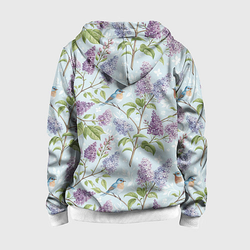 Детская толстовка на молнии Птицы и сирень / 3D-Белый – фото 2