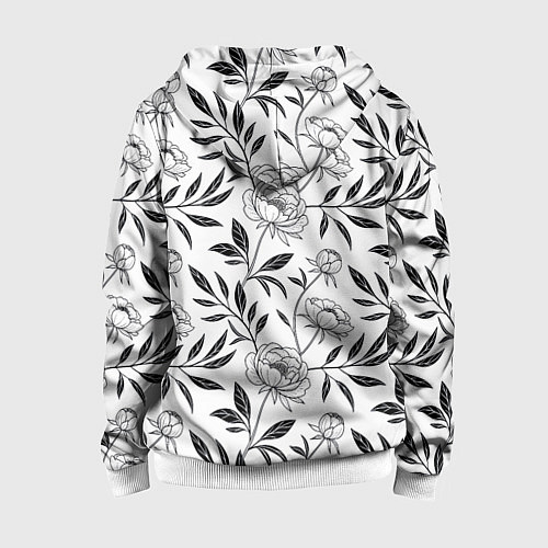 Детская толстовка на молнии Пионы графика / 3D-Белый – фото 2