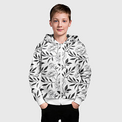 Толстовка на молнии детская Пионы графика, цвет: 3D-белый — фото 2