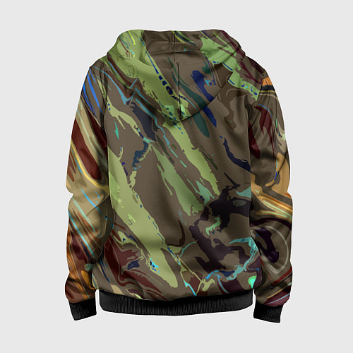 Детская толстовка на молнии Абстракция тон хаки / 3D-Черный – фото 2