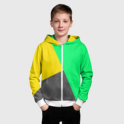 Толстовка на молнии детская Жёлто-серо-зелёный трёхцветный, цвет: 3D-белый — фото 2