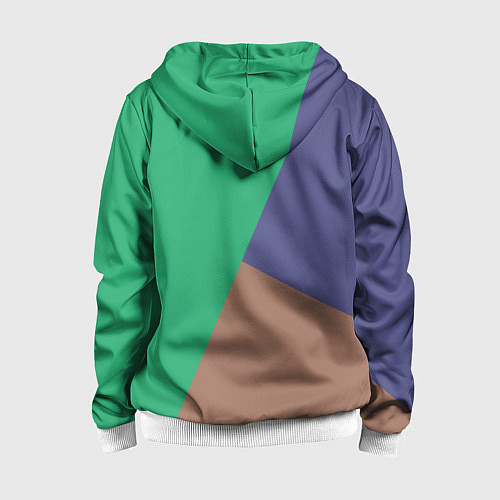 Детская толстовка на молнии Триада зелёный фиолетовый и коричневый геометричны / 3D-Белый – фото 2