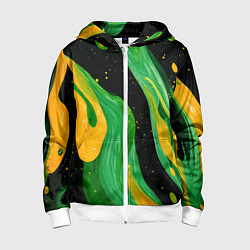 Детская толстовка на молнии Зелено-желтая краска на черном