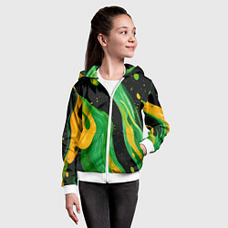 Толстовка на молнии детская Зелено-желтая краска на черном, цвет: 3D-белый — фото 2