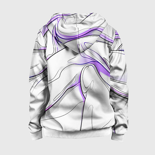 Детская толстовка на молнии Черные и фиолетовые линии на белом / 3D-Белый – фото 2