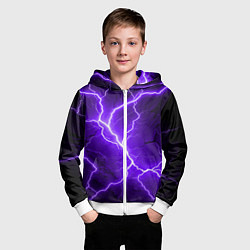 Толстовка на молнии детская Color purple black, цвет: 3D-белый — фото 2