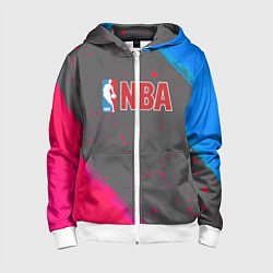 Толстовка на молнии детская NBA неоновые краски, цвет: 3D-белый