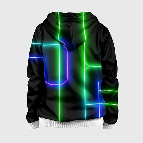 Детская толстовка на молнии Color blue black green stripe / 3D-Белый – фото 2