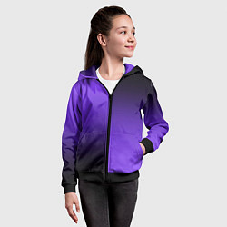 Толстовка на молнии детская Чёрно-сиреневый градиент пополам, цвет: 3D-черный — фото 2