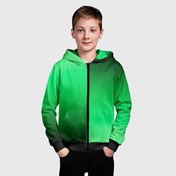 Толстовка на молнии детская Чёрно-зелёный градиент пополам, цвет: 3D-черный — фото 2