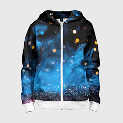 Толстовка на молнии детская Синяя текстура бокке, цвет: 3D-белый