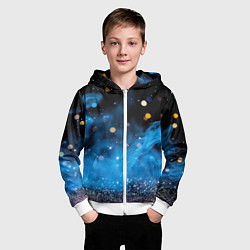 Толстовка на молнии детская Синяя текстура бокке, цвет: 3D-белый — фото 2