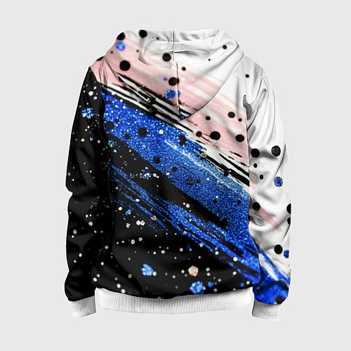 Детская толстовка на молнии Черно-синяя краска на белом / 3D-Белый – фото 2