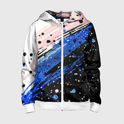 Детская толстовка на молнии Черно-синяя краска на белом