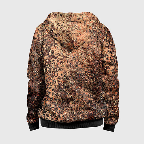 Детская толстовка на молнии Светлый коричневый абстрактная текстура / 3D-Черный – фото 2