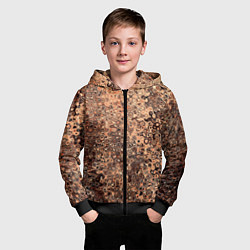 Толстовка на молнии детская Светлый коричневый абстрактная текстура, цвет: 3D-черный — фото 2