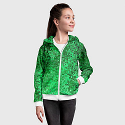 Толстовка на молнии детская Зелёный малахит абстрактная текстура, цвет: 3D-белый — фото 2