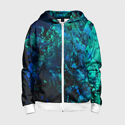 Детская толстовка на молнии Абстракция - blue-green paint spill