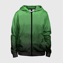 Толстовка на молнии детская Зеленый градиент текстурные полосы, цвет: 3D-черный