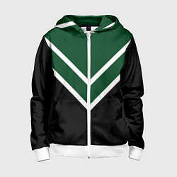 Детская толстовка на молнии Зелёный с чёрным и белые полосы