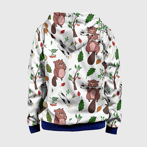 Детская толстовка на молнии Бобер и полено / 3D-Синий – фото 2