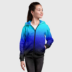 Толстовка на молнии детская Градиент мозаика из голубого в чёрный, цвет: 3D-черный — фото 2