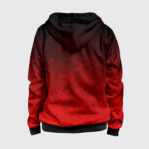 Детская толстовка на молнии Чёрно-красный текстурный градиент / 3D-Черный – фото 2