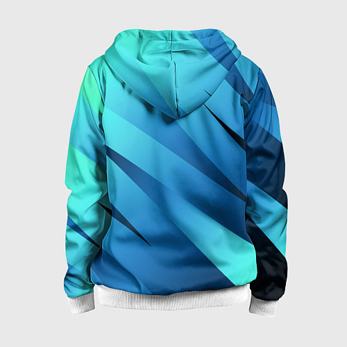 Детская толстовка на молнии Сине-голубой абстрактные полосы / 3D-Белый – фото 2