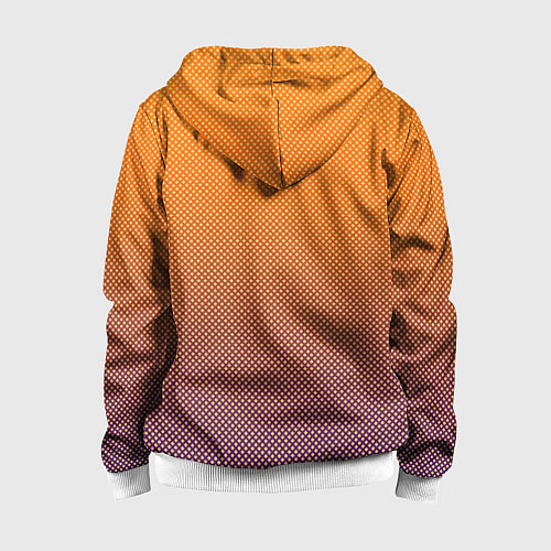 Детская толстовка на молнии Градиент оранжевый в фиолетовый мелкий ромбик / 3D-Белый – фото 2